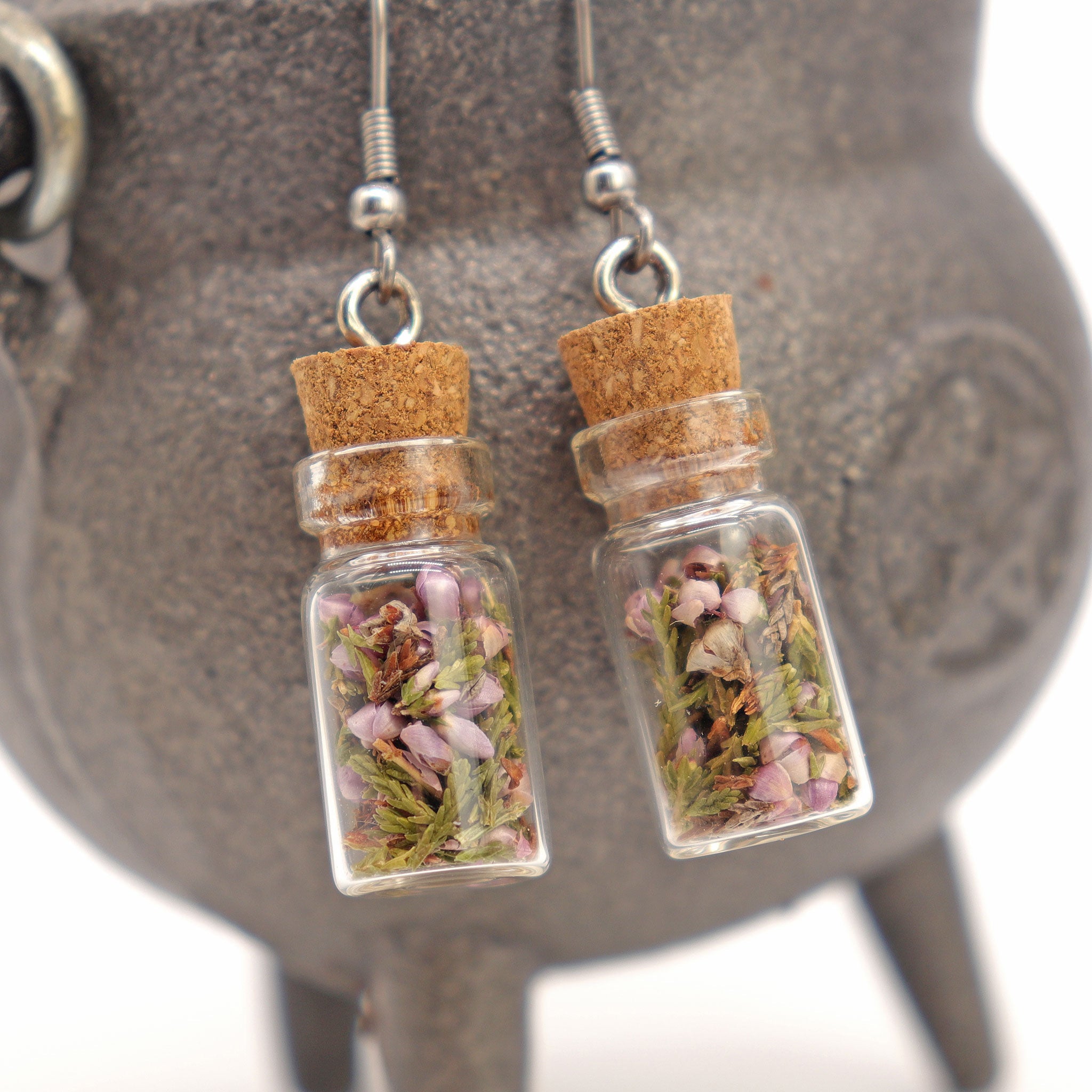 Heather Herb Bottle Earrings - 13 Moons