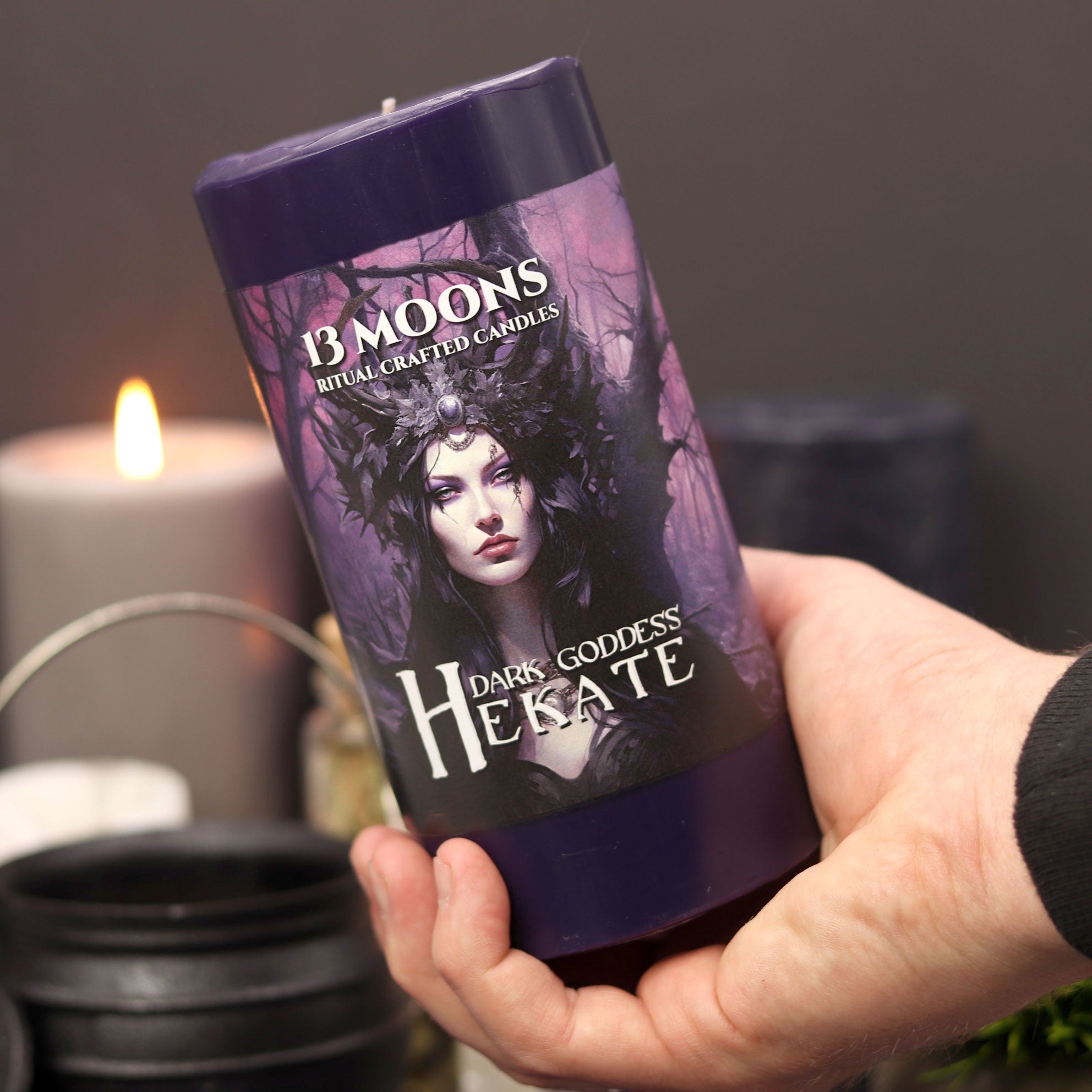 Hekate Ritual Candle Large Pillar - 13 Moons