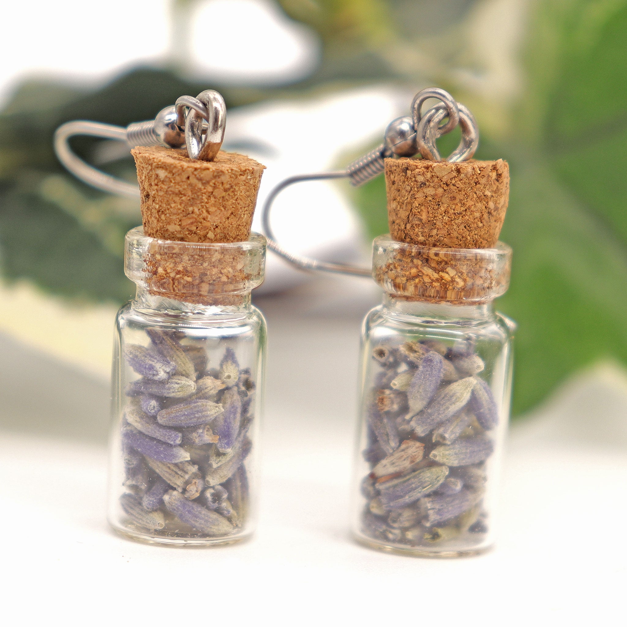 Lavender Herb Bottle Earrings - 13 Moons