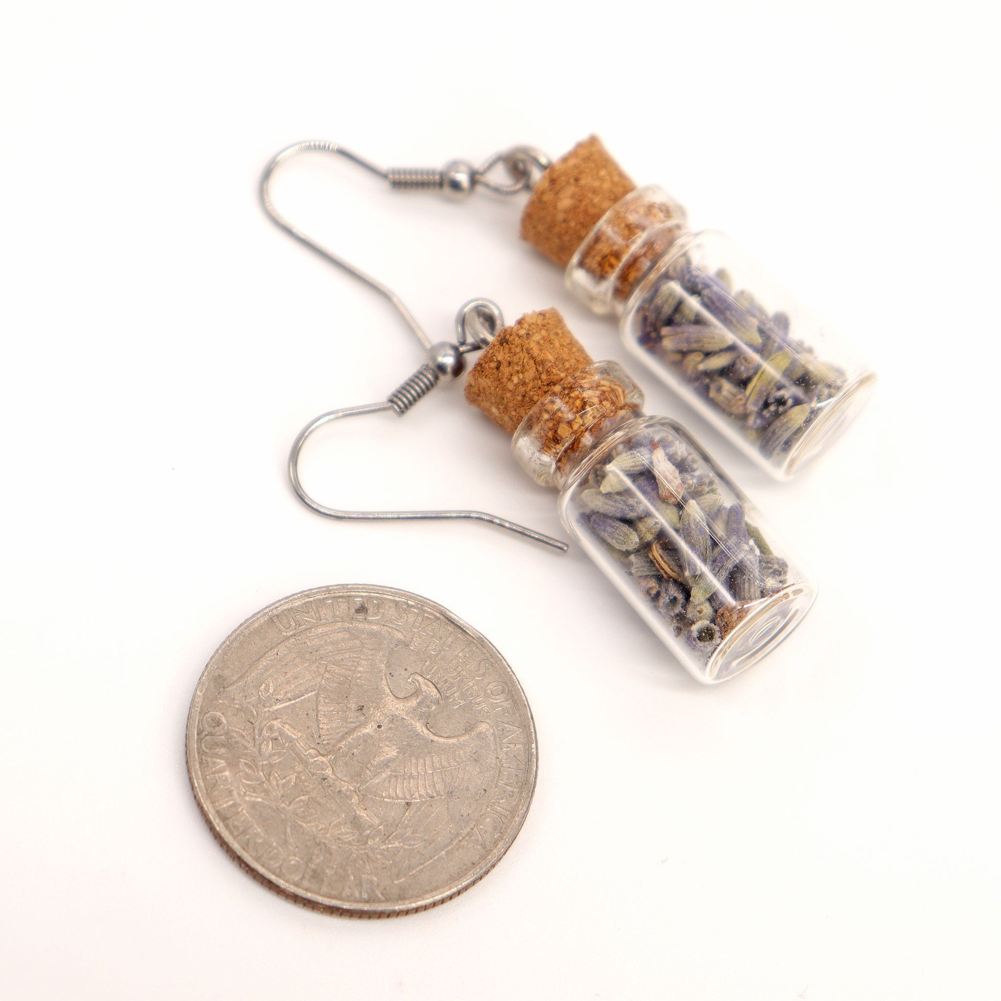 Lavender Herb Bottle Earrings - 13 Moons