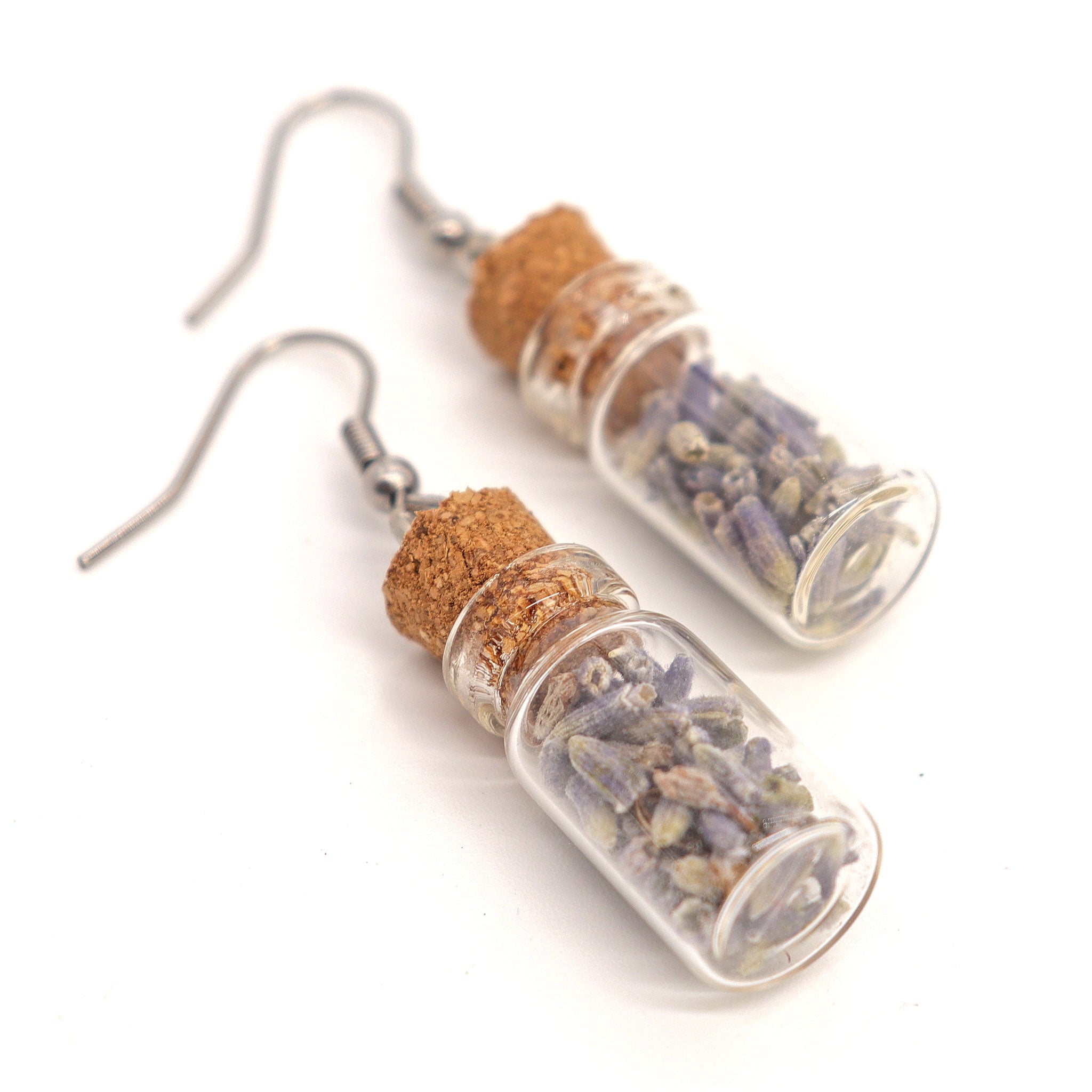 Lavender Herb Bottle Earrings - 13 Moons