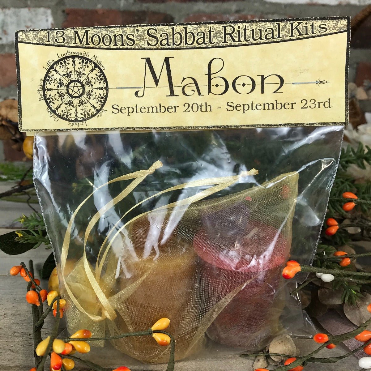 Mabon Candle and Stone Set - 13 Moons