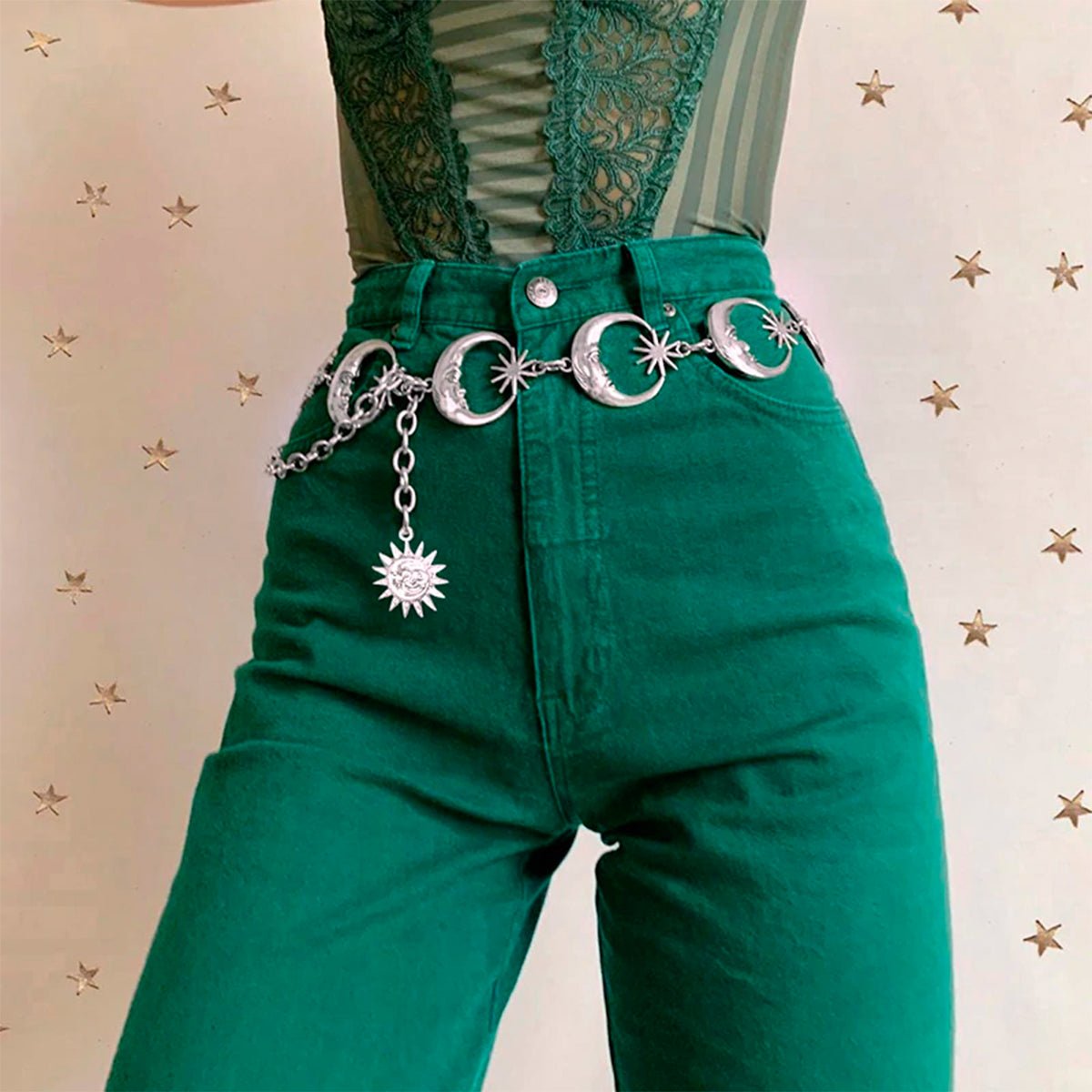 Moon and Stars Celestial Belt, Silver - 13 Moons