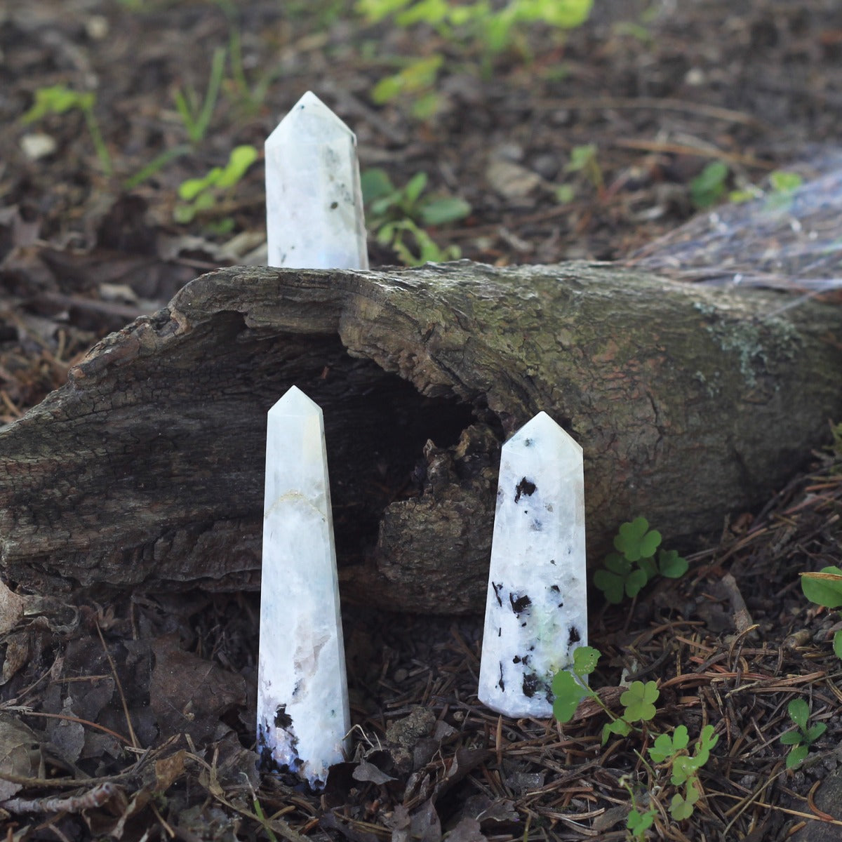 Rainbow Moonstone Obelisk 0114 Azure Green