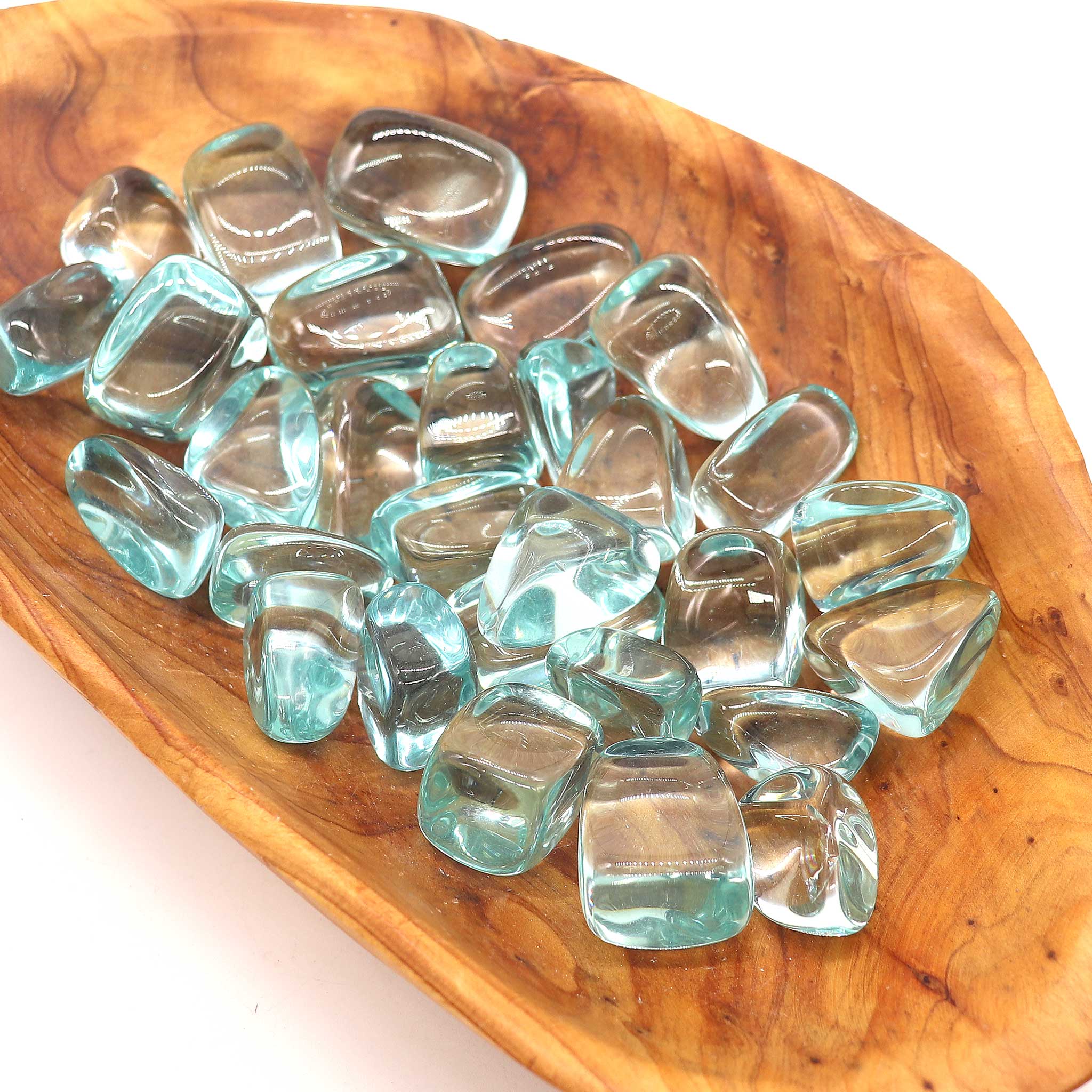 Obsidian, Aqua Blue Tumbled Stone - 13 Moons