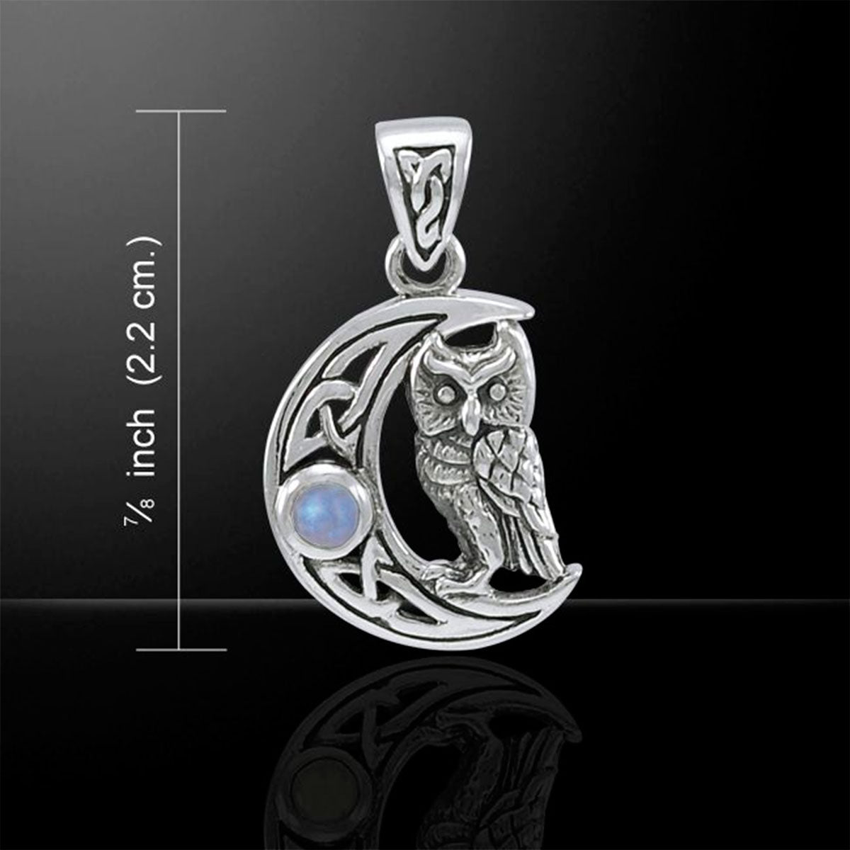 Owl on Crescent Moon Pendant - 13 Moons