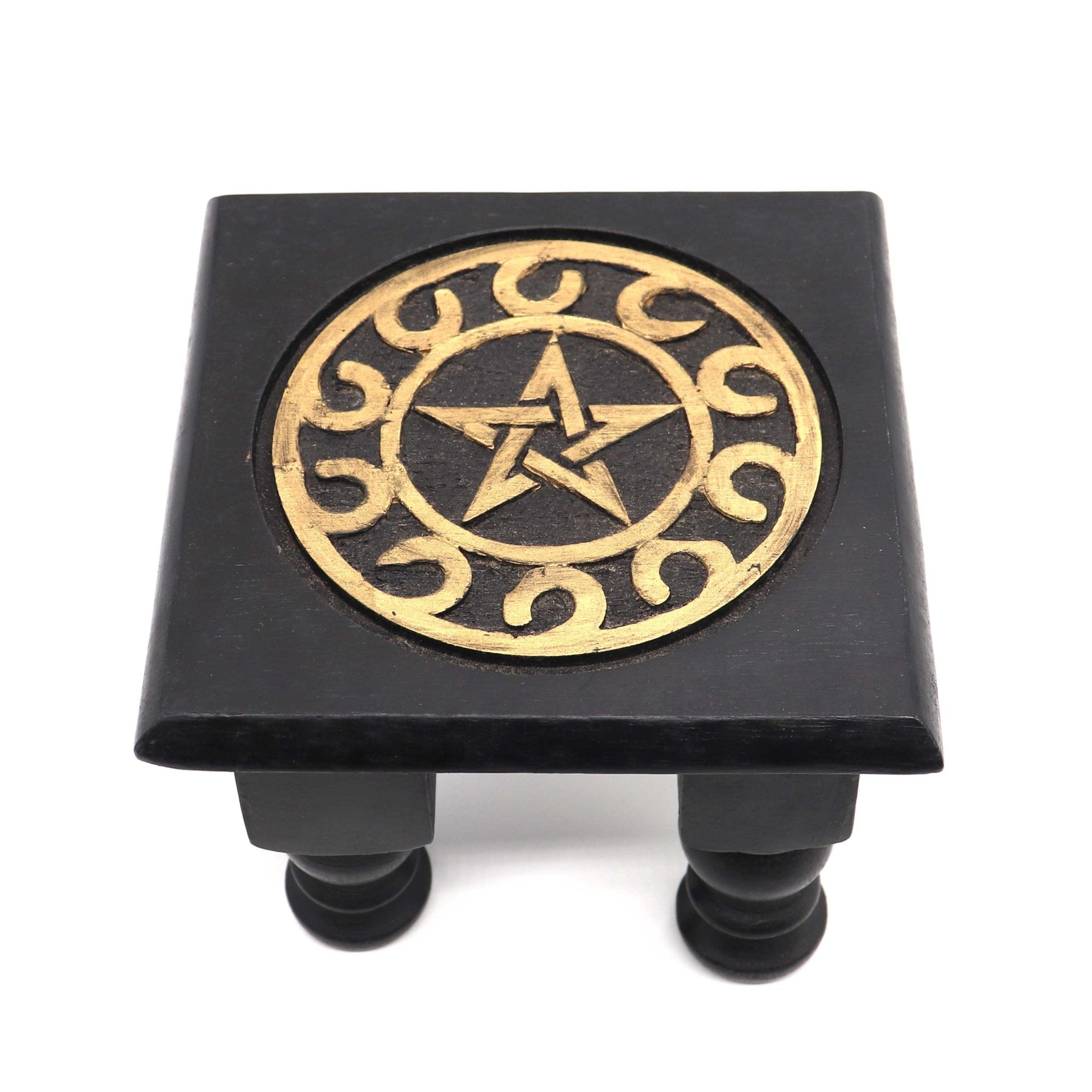 Pentacle Altar Table, Gold & Black - 13 Moons