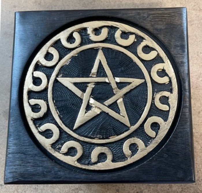 Pentacle Altar Table, Gold & Black - 13 Moons