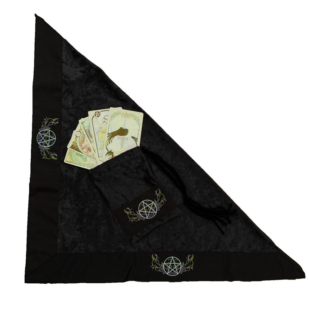 Pentacle Cloth and Bag Set - Black - 13 Moons