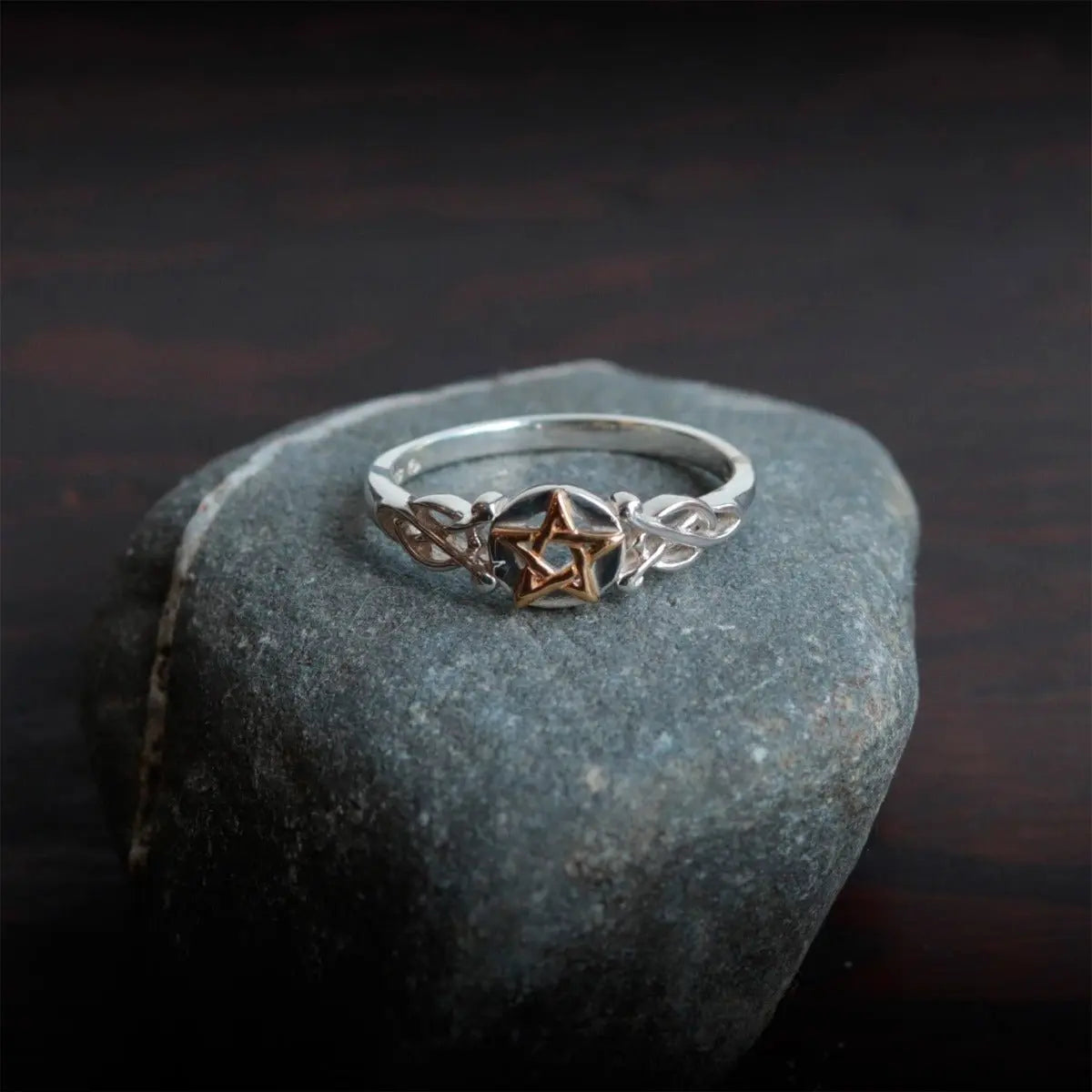 Pentacle Ring in Gold and Silver - 13 Moons