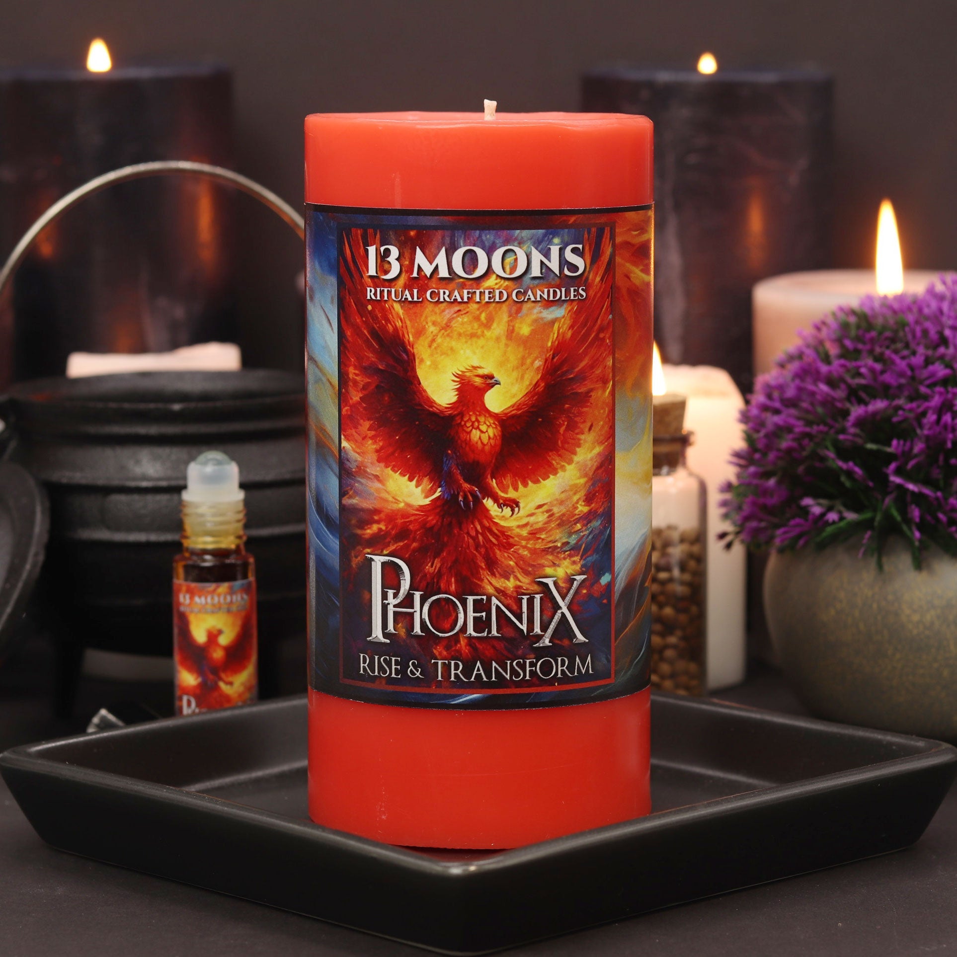 Phoenix Ritual Candle Large Pillar - 13 Moons