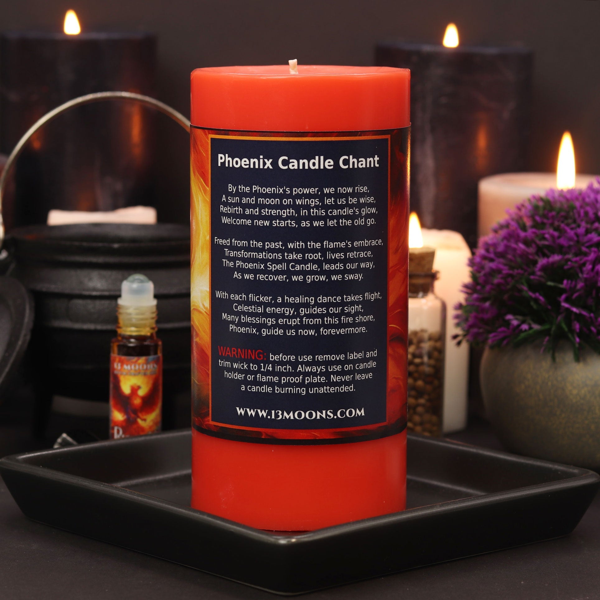 Phoenix Ritual Candle Large Pillar - 13 Moons