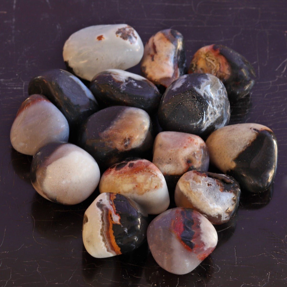 Sardonyx, Black Tumbled Stone - 13 Moons