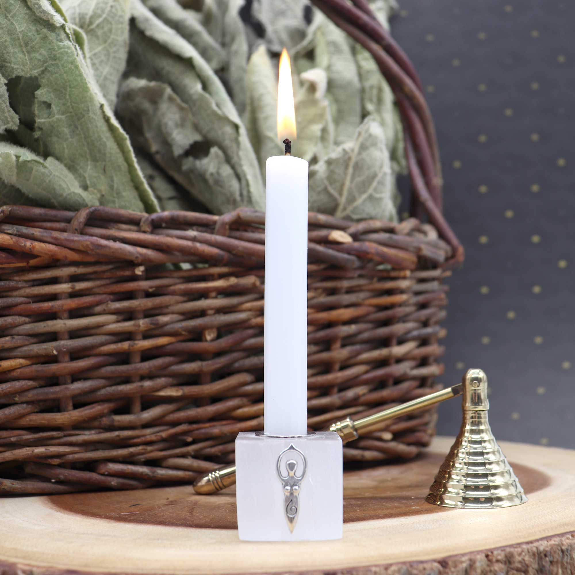 Selenite & Goddess Chime Holder - 13 Moons