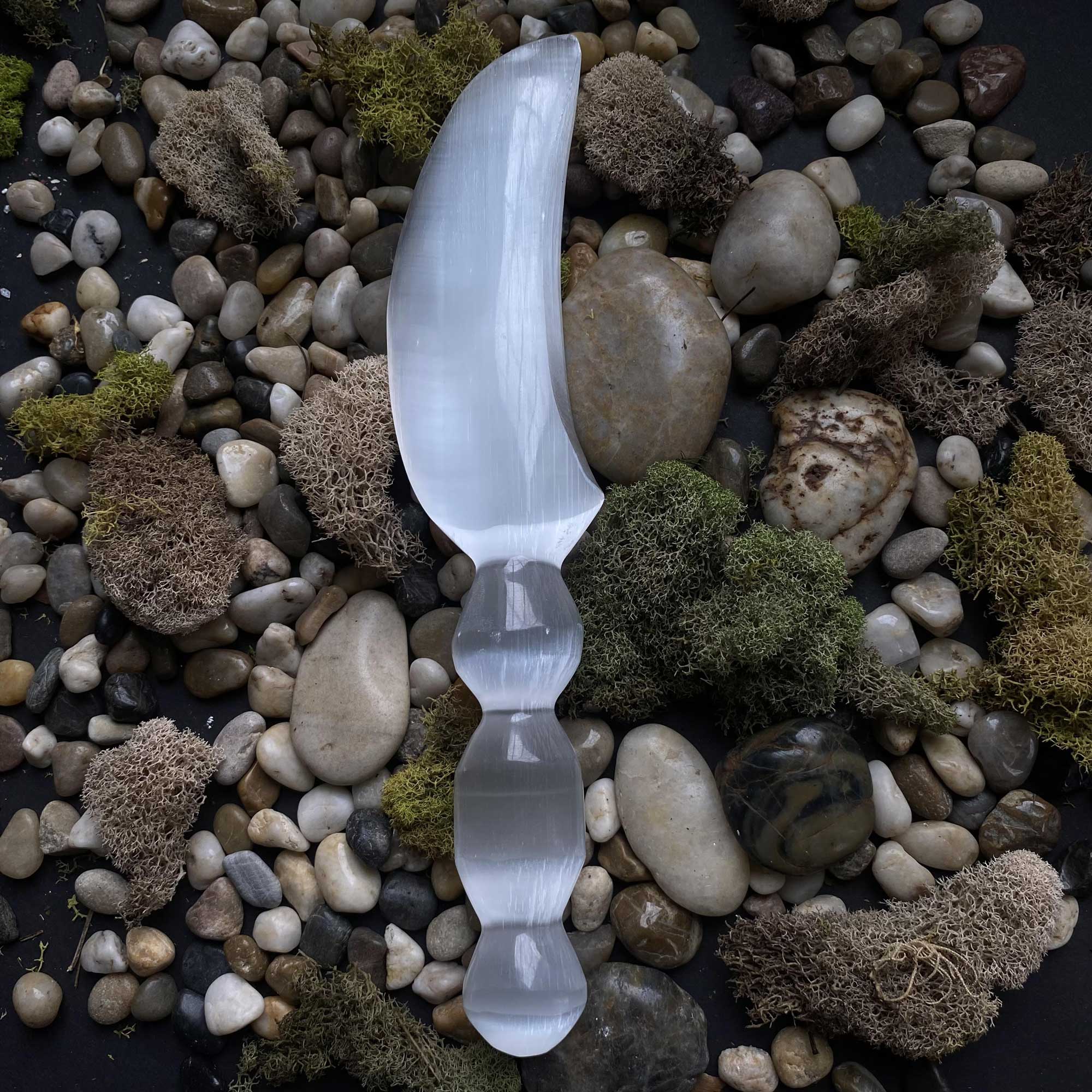 Selenite Moon Goddess Athame - 13 Moons