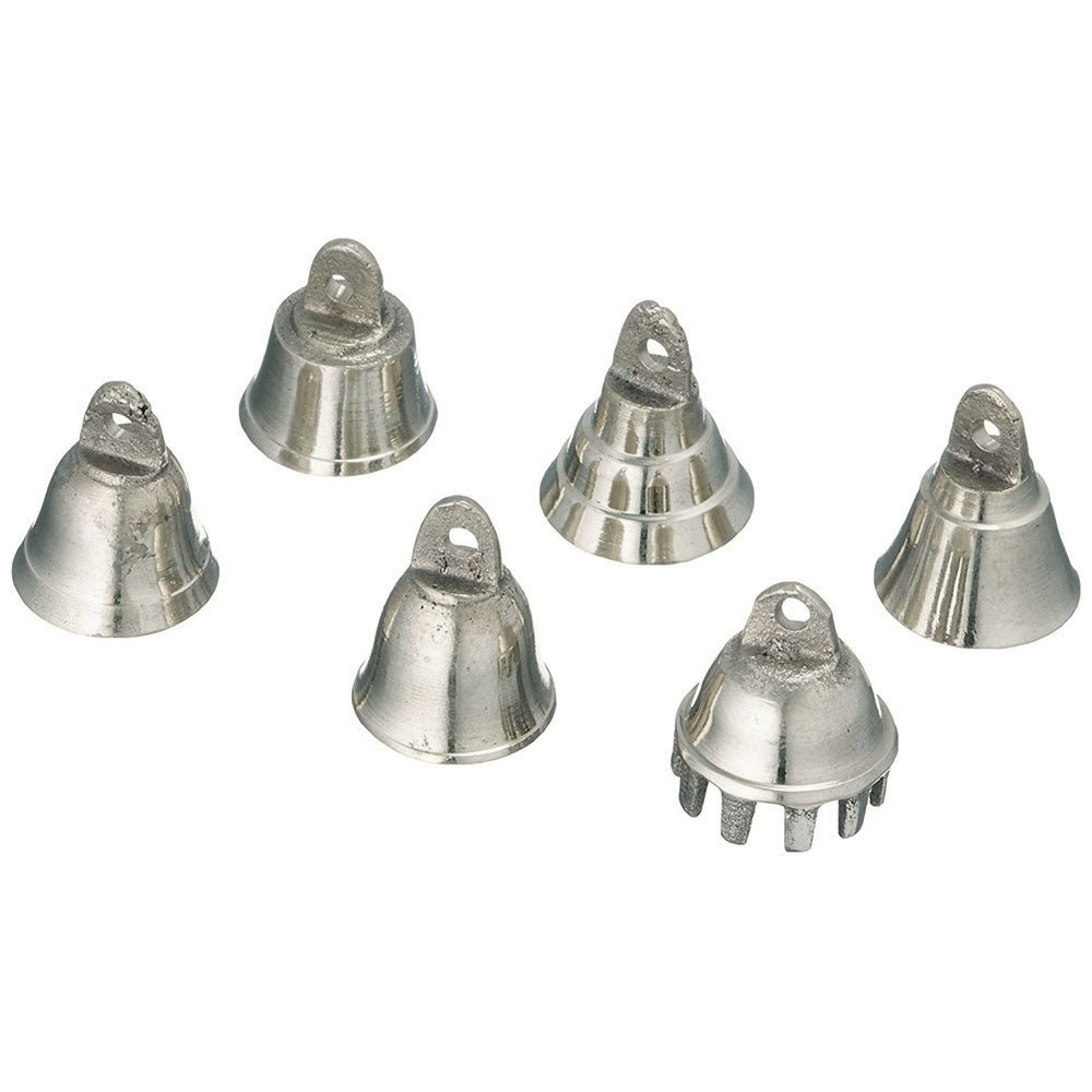 Set of 6 Silver Bells 1 inch - 13 Moons