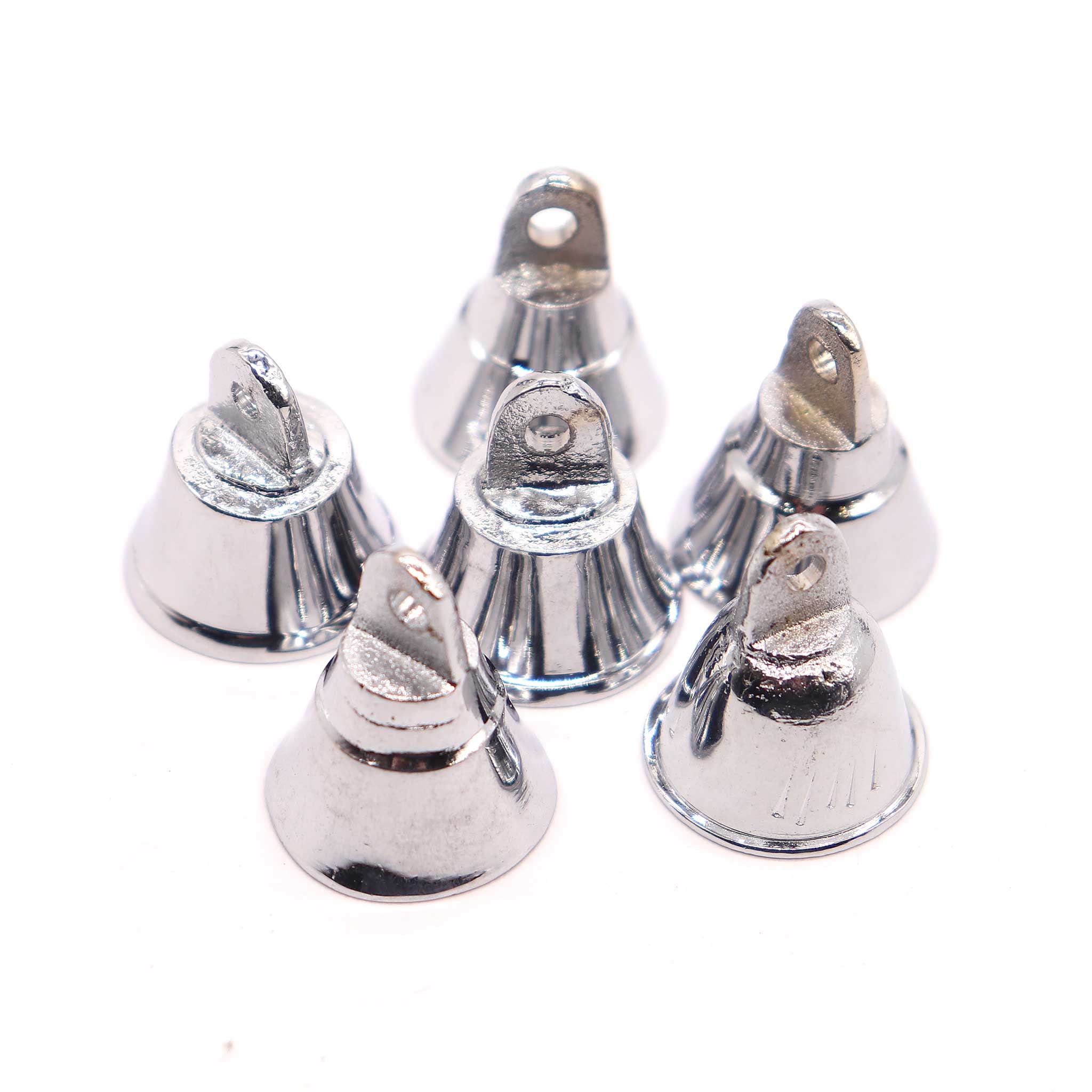 Set of 6 Silver Bells 1 inch