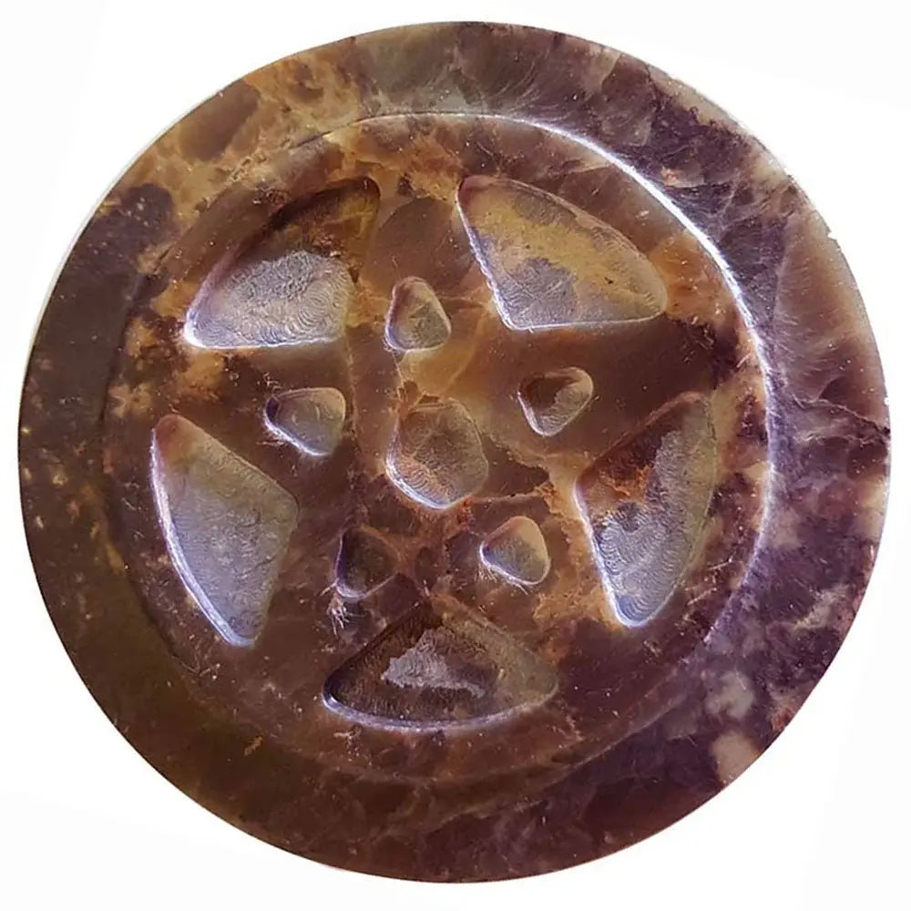 Soapstone Pentacle Altar Tile - 13 Moons
