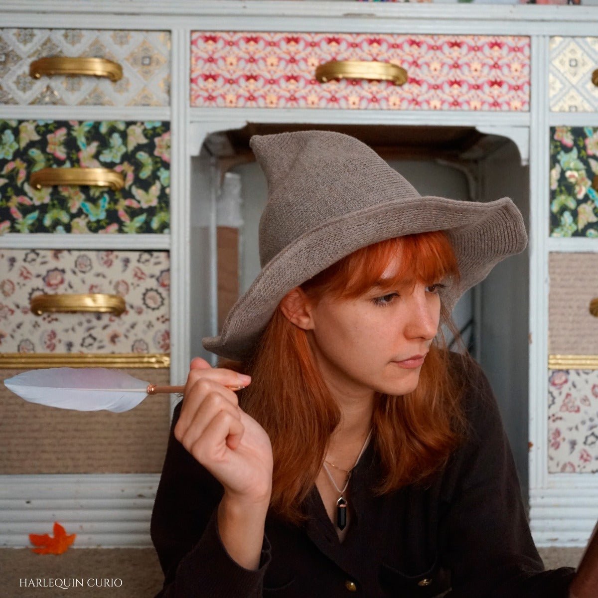 Tan Wool Witches Hat - 13 Moons