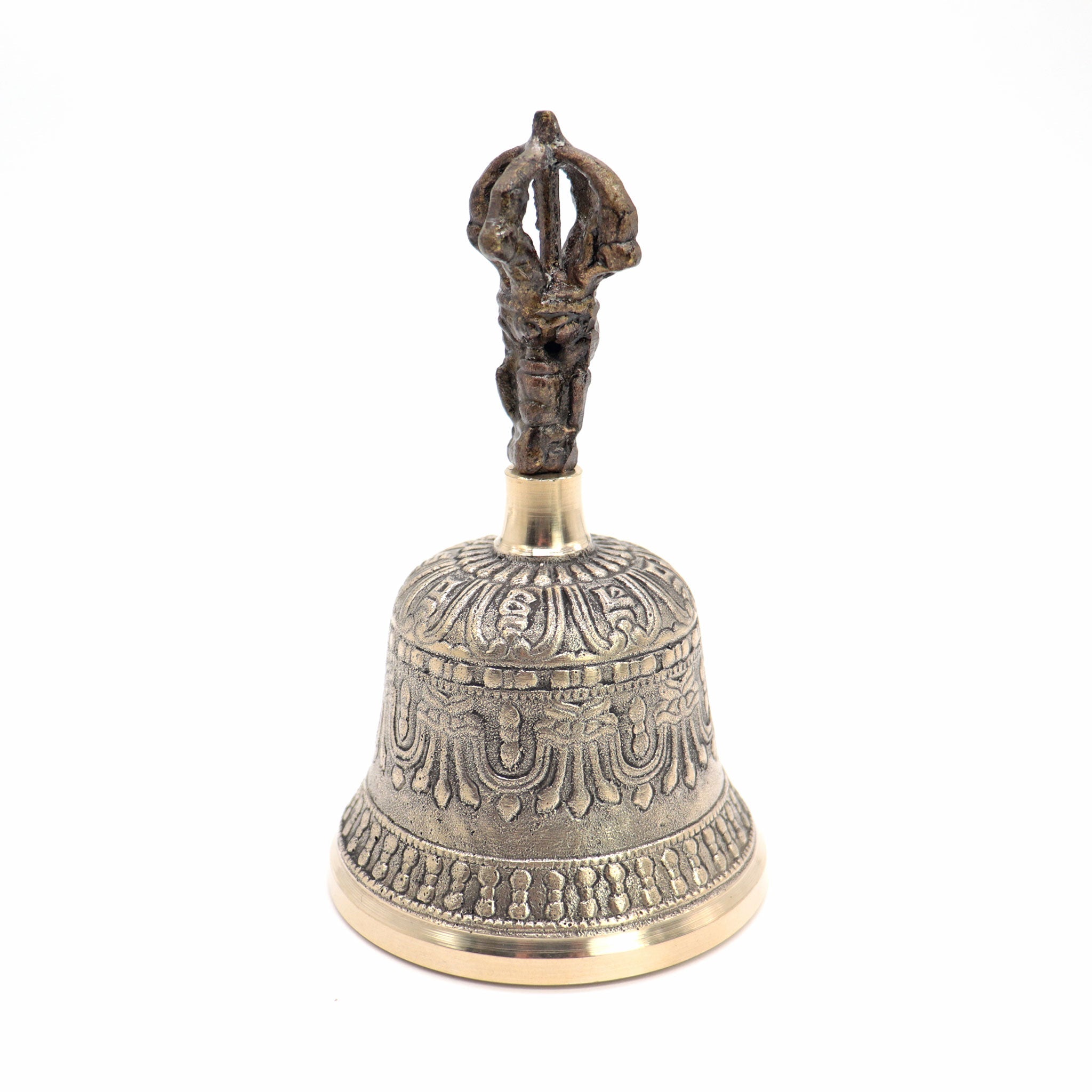 Tibetan Hand Bell with Dorje and Wood Striker - 13 Moons