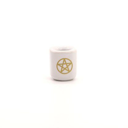 White with Gold Pentacle Chime Holder - 13 Moons