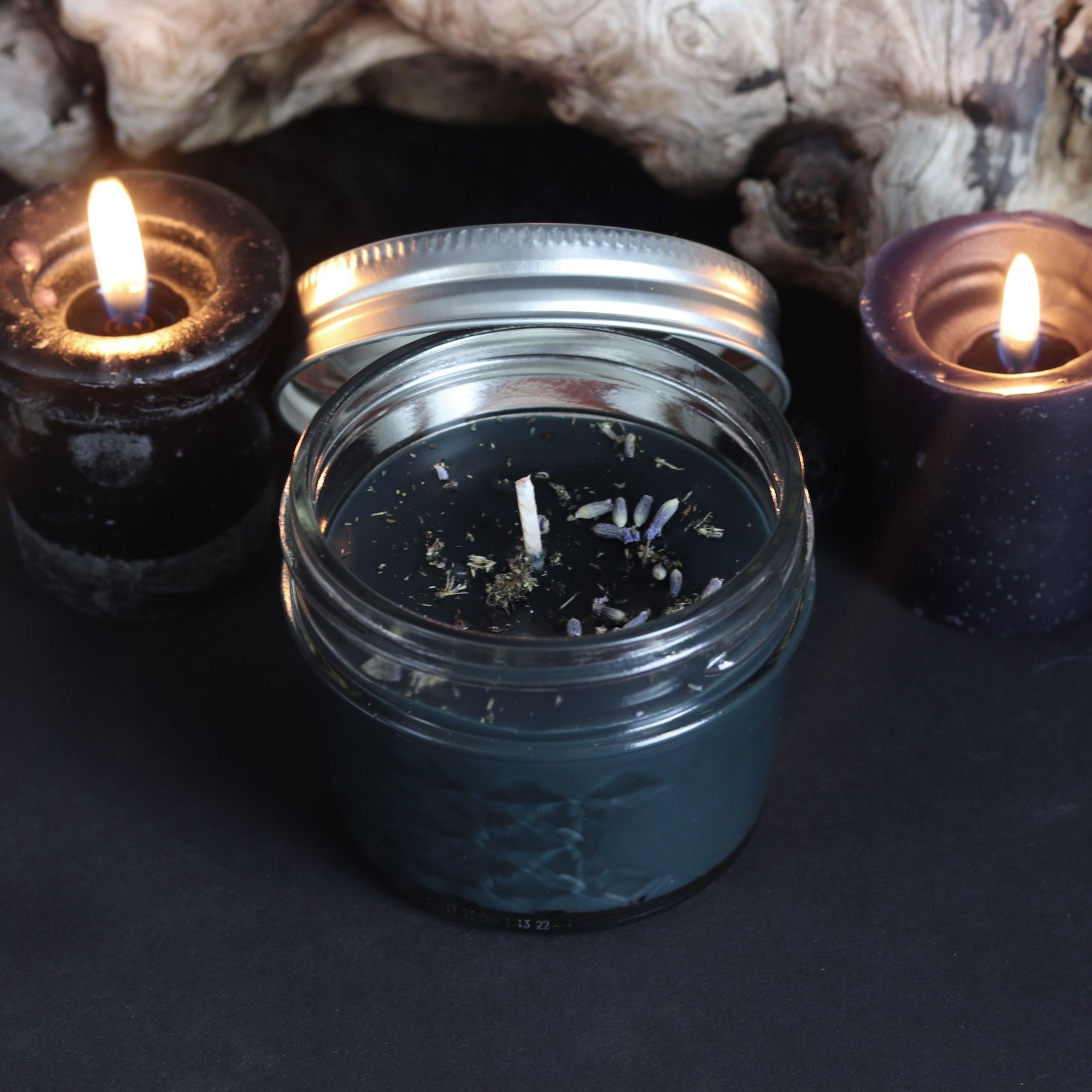 Witch's Black Tobacco Altar Jar Candle - 13 Moons