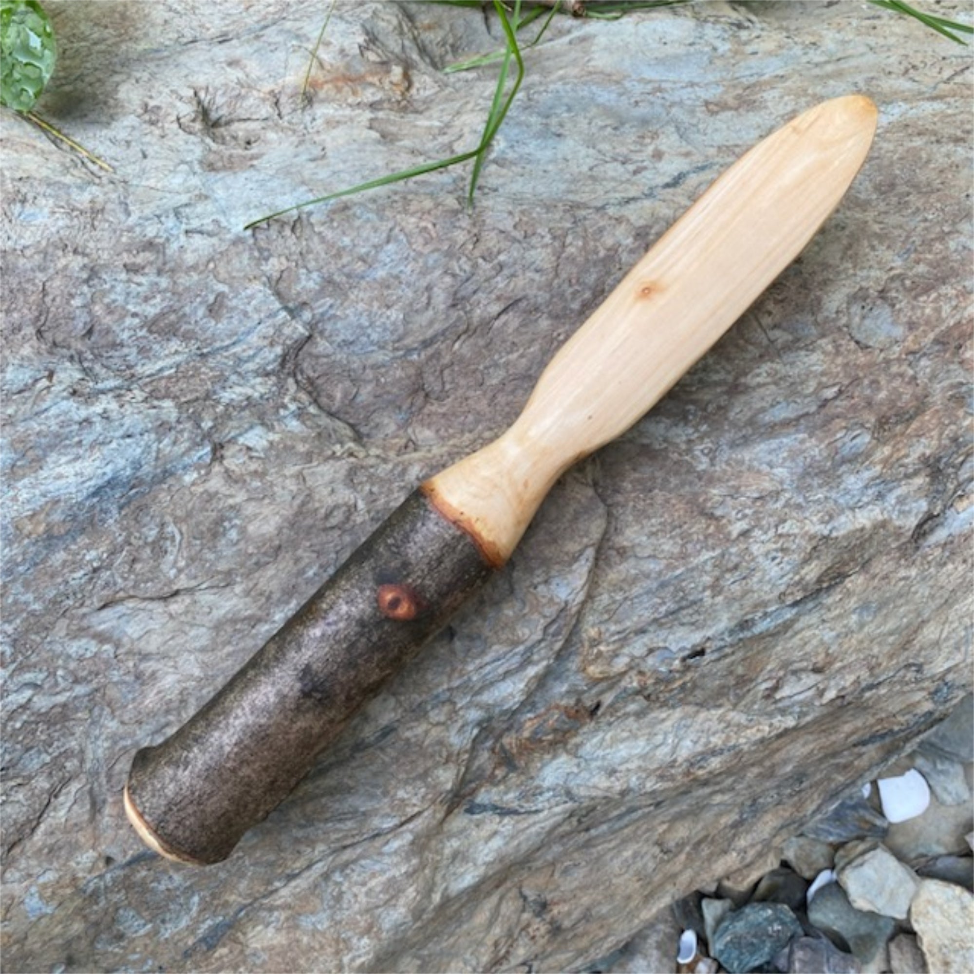 Wood Athame with Bark Handle - 13 Moons