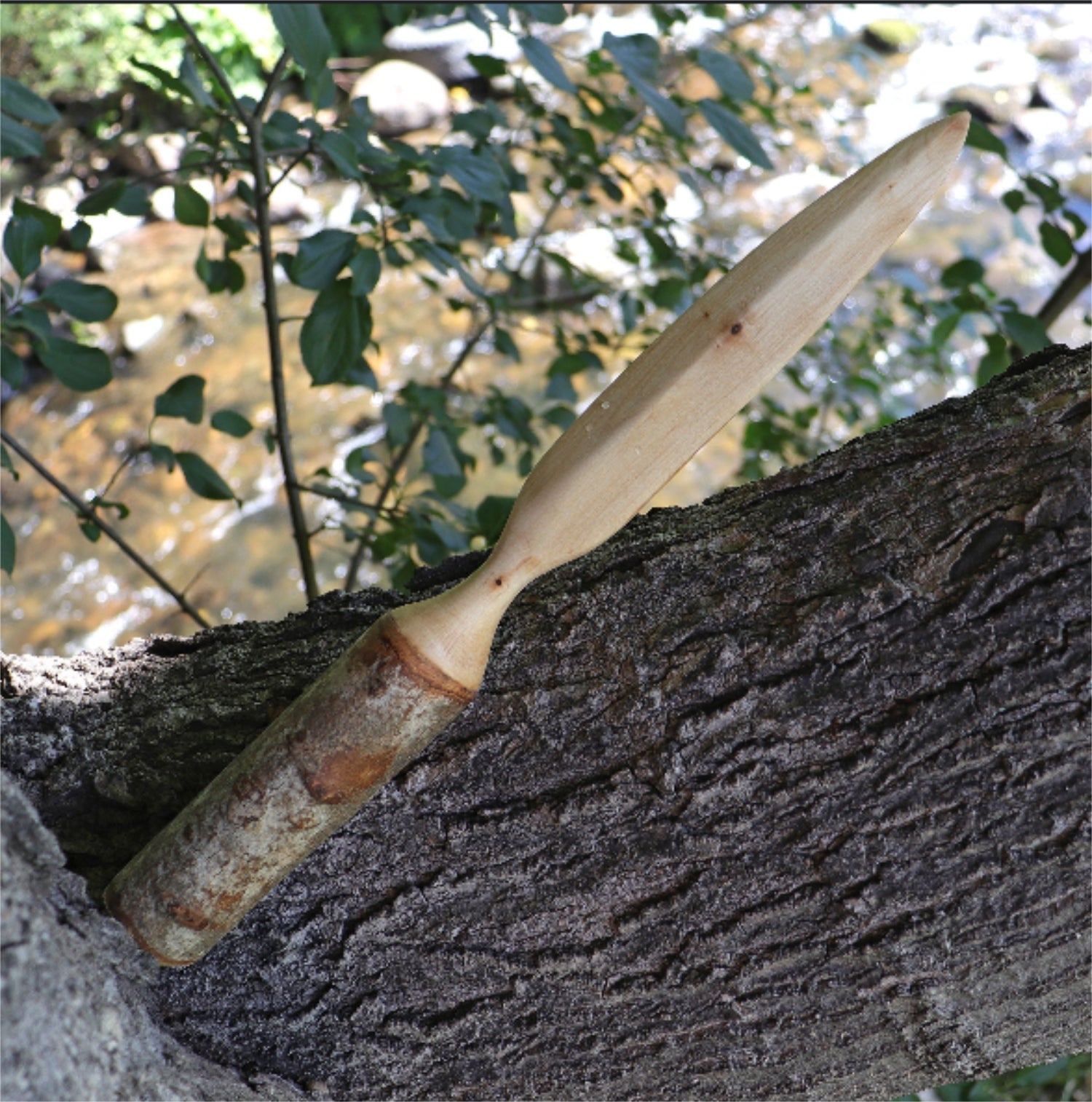 Wood Athame with Bark Handle - 13 Moons