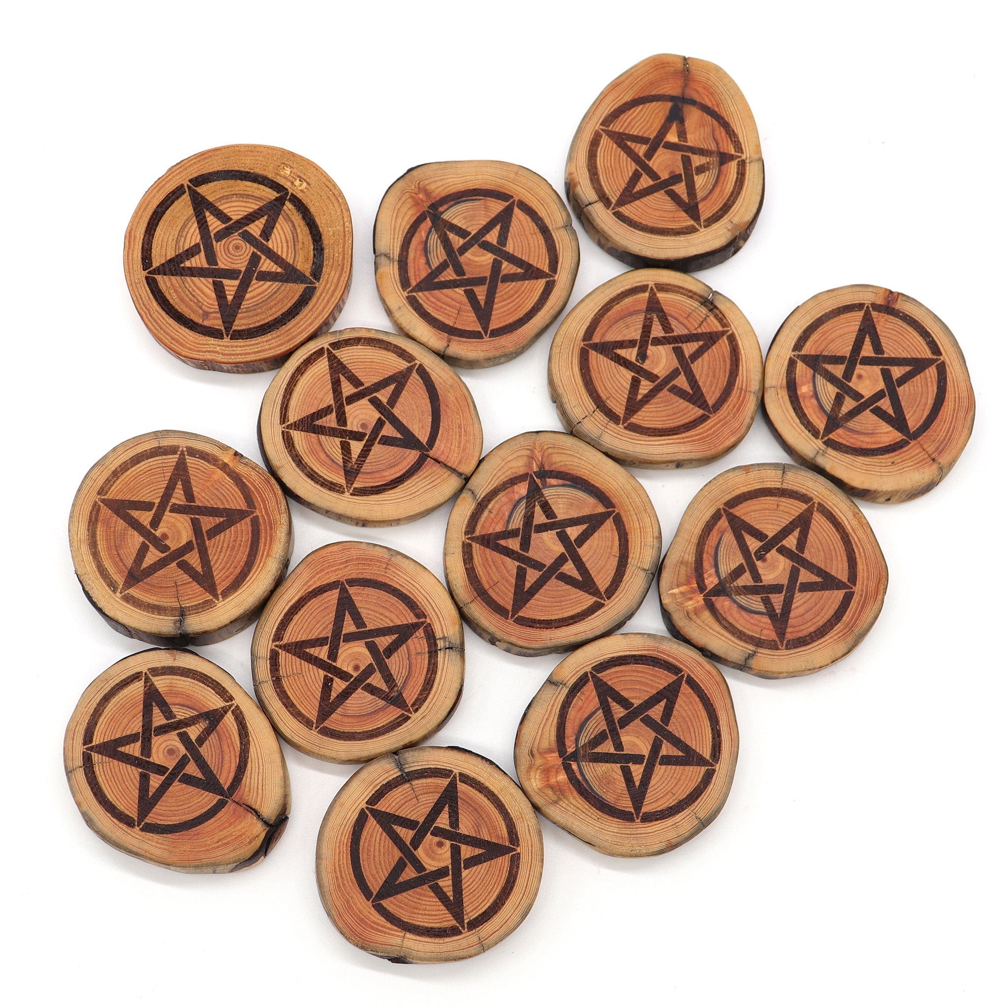 Wooden Pentacle Altar Tile - 13 Moons