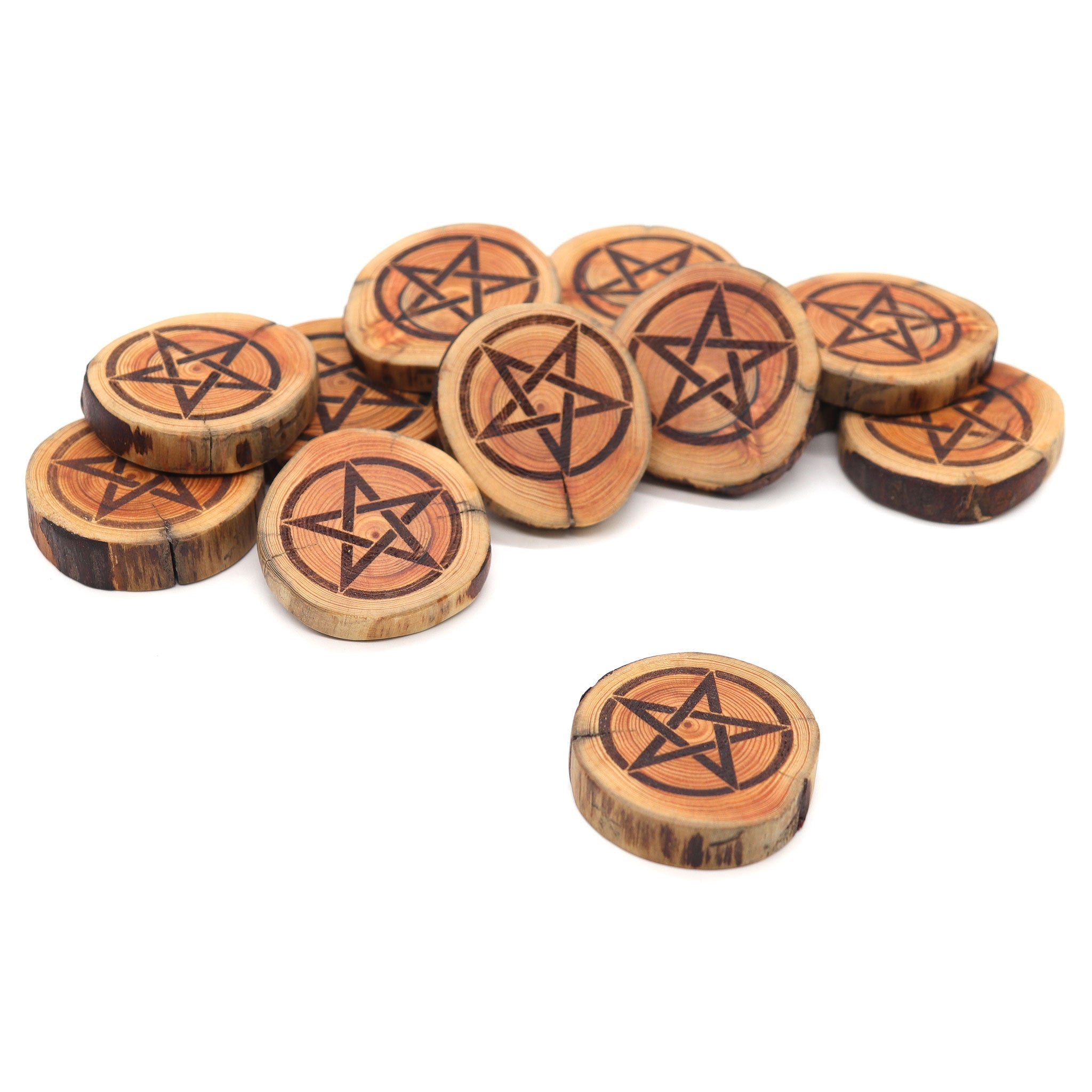 Wooden Pentacle Altar Tile - 13 Moons